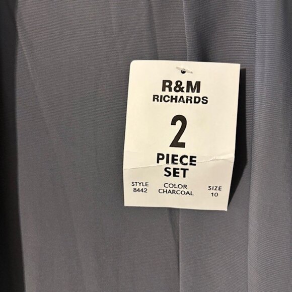 NWT Women's R&M Richards Women's Formal Beaded Jacket Dress, Charcoal SZ 10 - Picture 6 of 7